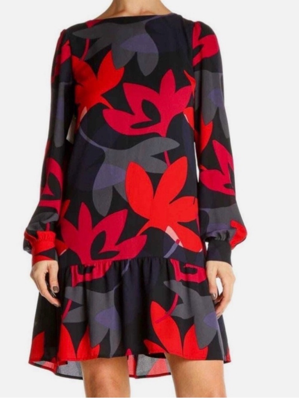 Loft woman’s Bold Floral Drop-Waist Shift Dress med petite